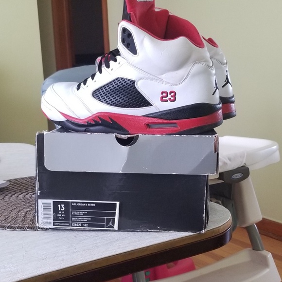 SOLD....Authentic custom!!!   Jordan Fire Red 5's - Picture 8 of 8